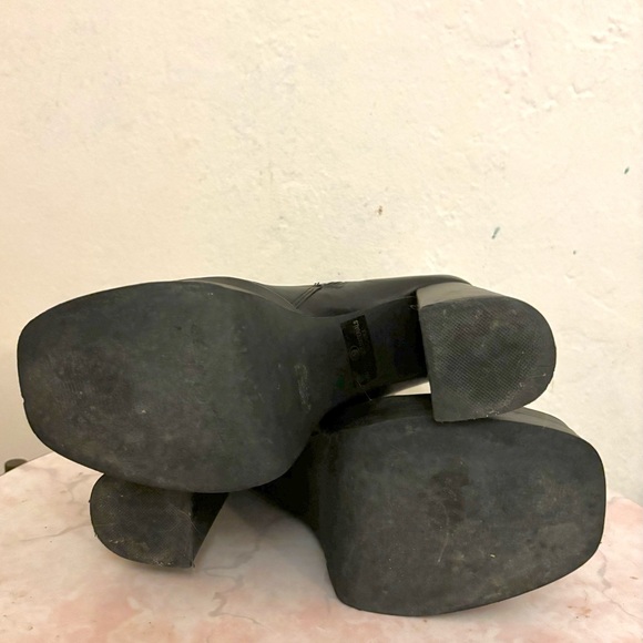 Black Chunky Tall Heeled Boots Sz 9 (see measurements) - Picture 6 of 8